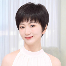 许昌假发女短发真人发丝中老年妈妈自然全真人发全手织假发全头套