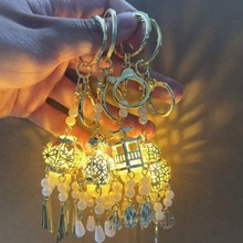 发光宫灯凉亭灯笼钥匙扣女士包包挂件汽车钥匙链创意古风ins挂件