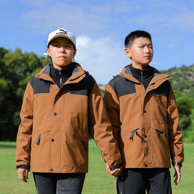 Chaqueta de invierno para hombres y mujeres al aire libre impermeable a prueba de viento tres en uno chaqueta de alpinismo de lana para padres e hijos entrega de transmisión en vivo