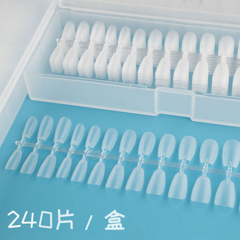 Nail Art Acrylic Frosted Short European and American Nail Patches Ballet Fake Nails Internet Celebrity 240Pcs/Box Ultra-Thin