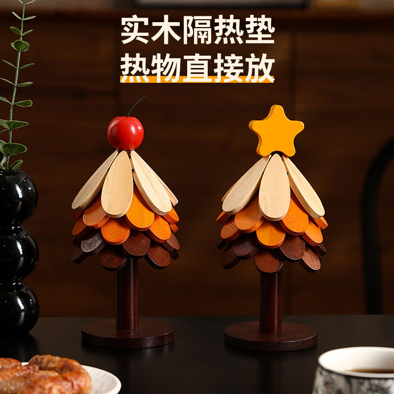 Madera sólida creativa un árbol almohadilla aislante térmico resistente a altas temperaturas alta sensación casera a prueba de quemaduras almohadilla de mortero almohadilla de platos almohadilla de platos
