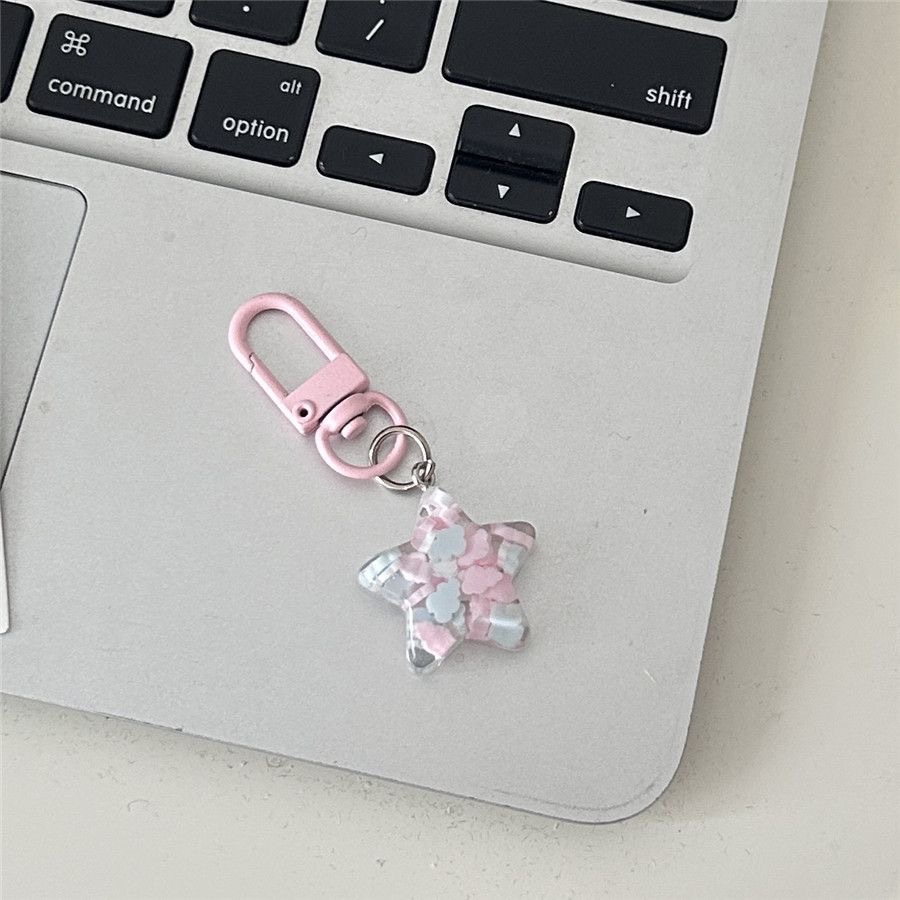 Llavero transparente con diseño de estrella de cinco puntas, nube y colores crema, estilo ins, ideal para pareja o regalo de novia.