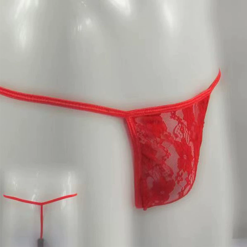Мужские стринги из кружева, прозрачное эластичное кружево, multi-size S–3XL, черный/белый/бордовый/красный