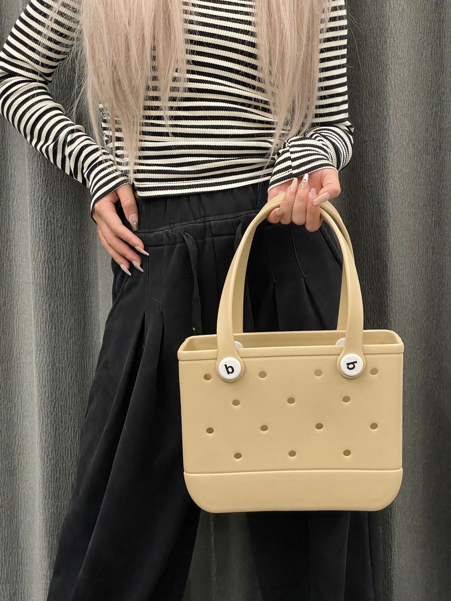 840g Weight Open Closure Type Double Handle Strap Type Tote Bag Bags Type Casual Occasion EVA Material Solid Color Pattern Spring&Summer Season Women's Gender Streetwear Style Square Shape Medium Size Women's Medium EVA Solid Color Streetwear Square Open Tote Bag 20