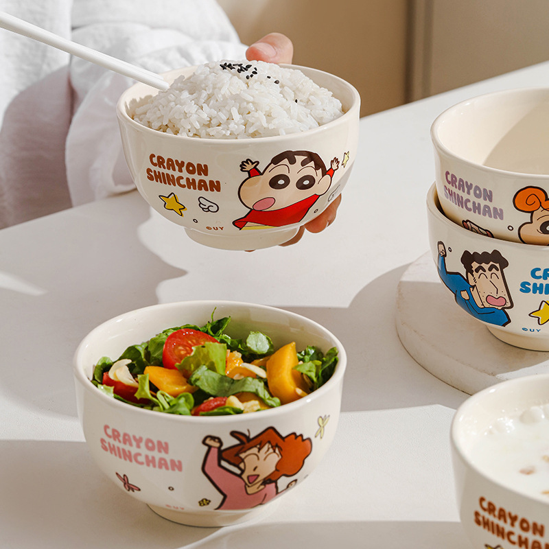 クレヨンしんちゃん漫画セラミックボウル高価値セラミック食器子供用家庭用丼ディナープレートスプーンかわいいスープボウル|undefined