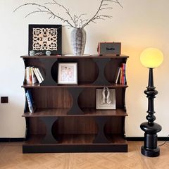 法式复古书柜中古风客厅展示柜置物架卧室储物柜玄关实木落地书架