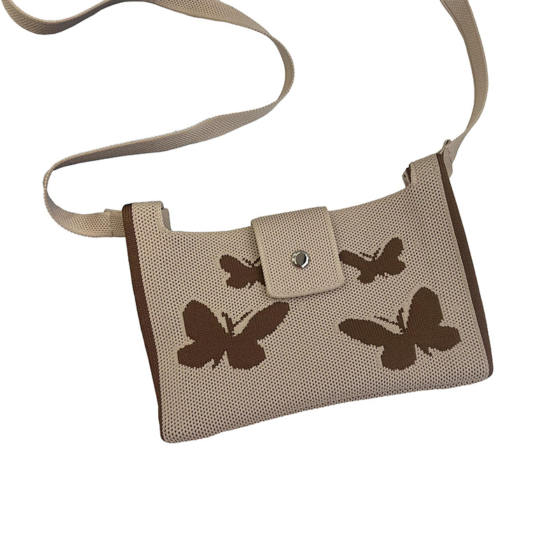 Bolsa de teléfono móvil de punto nueva moda pequeña ligera versátil mariposa multicolor en diagonal mini bolso de teléfono móvil