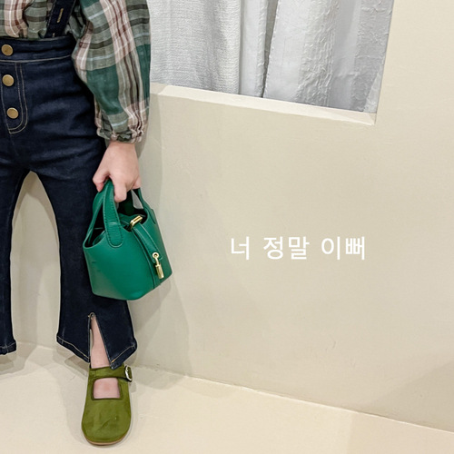 Autumn and winter European and American style mini children's and girls' hand carry concave shape vegetable basket crossbody cross-body small bag women's bag
