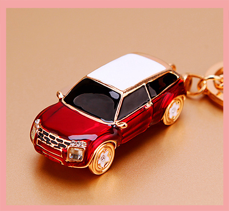 Daily Occasion Alloy Material Cute Car Alloy Plating Inlay Rhinestones Unisex Keychain 1 Piece