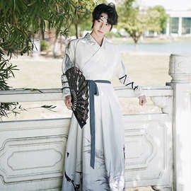 中国风汉服男女同款渐变印花刺绣古装男士武侠古风学生团体班服男