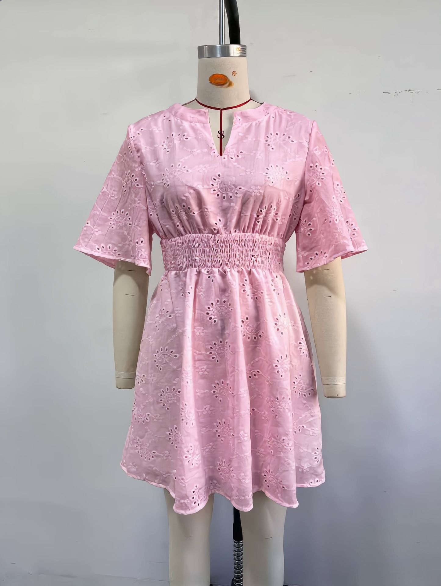 New European American Cro-border French-tyle With Hollow-out Deign, Elegant And Limming V-neck Women' Fahion_ecoleips.com