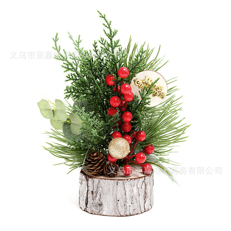 新款圣诞节摆件实木圣诞树桌面装饰品 家居桌面摆设场景布置道具|undefined