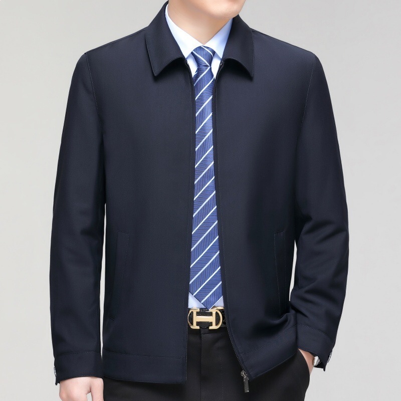 2026 Spring and Autumn New Business Wool Jacket for Middle-Aged and Elderly Men, Dad's Style, Turn-Down Collar Casual Coat, Woolen Jacket 2026 Spring and Autumn New Business Wool Jacket for Middle-Aged and Elderly Men, Dad's Style, Turn-Down Collar Casual Coat, Woolen Jacket