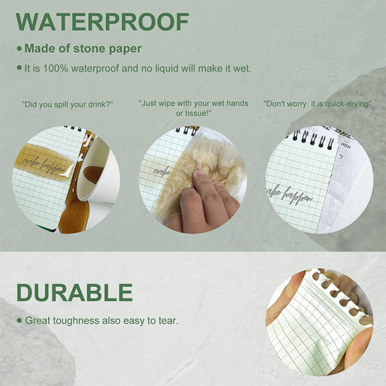 Amazon cross-border waterproof notebook stone paper all-weather spiral memo stationery notepad office supplies