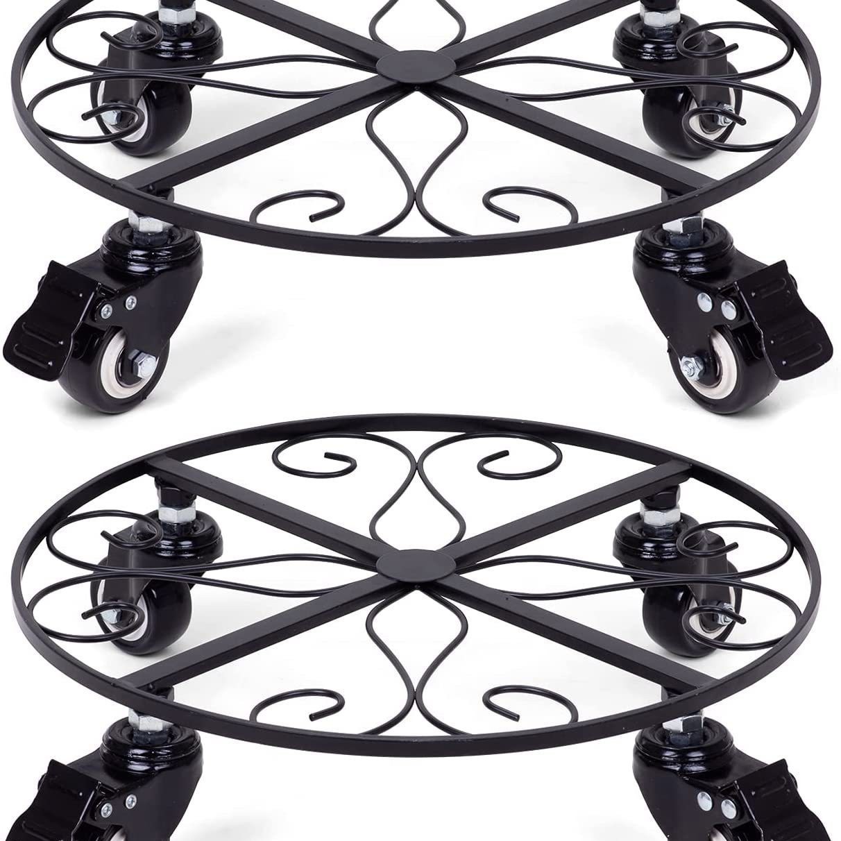 亚马逊跨境专供花盆底座多功能托盘带轮子托盘金属花盆架