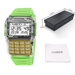 Cross-border small square student sports watch luminous multi-functional retro computer number book waterproof electronic watch
