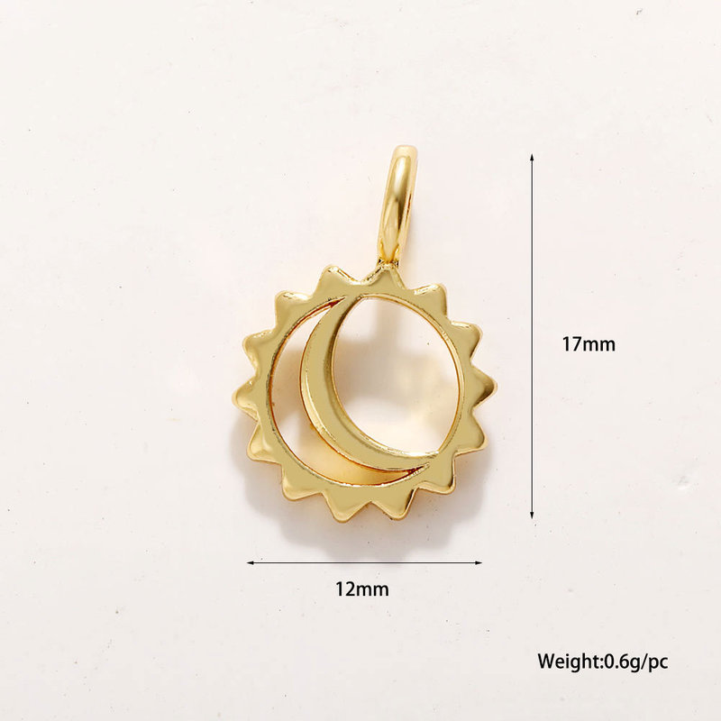 DIY 銅メッキ 18 k ゴールドムーンスターネックレスペンダントオイルドリップジルコン五芒星ブレスレットイヤリングキーホルダーペンダント|undefined