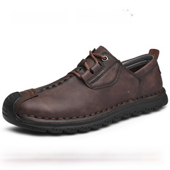 38-48 Cross-border Large Men's Leather Shoes with Laces, Non-slip, Wear-resistant, Soft Sole Casual Men's Shoes, Father's Shoes, Wholesale