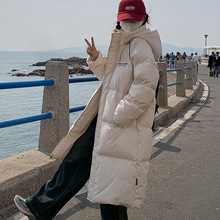 中长款羽绒棉服女2024冬季新款宽松韩版加厚过膝情侣棉衣连帽外套