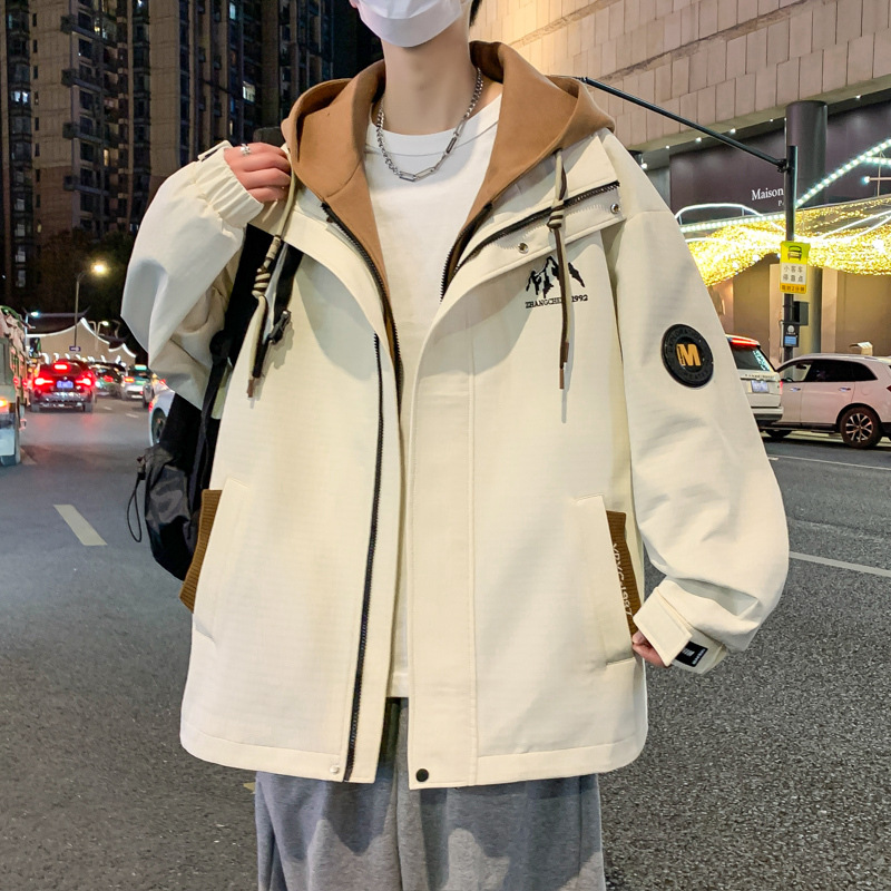 Teenage Coat Boys Fake Two-Piece Autumn Windproof Clothes High School Students Rush Clothes College Students Spring and Autumn Jacket