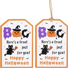 ハロウィンサンキューカード、ギフト用、キャンディーバッグ紙タグ、ハロウィンパーティーの記念品の装飾