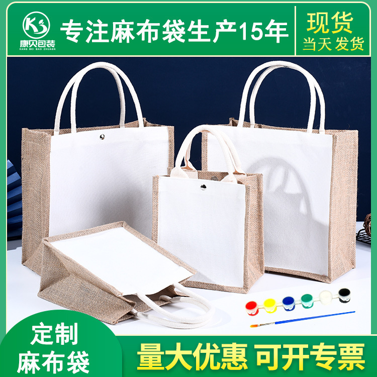 Canvas linen bag spot wholesale diy hand painted graffiti hand gift muji blank sub cotton hemp jute handbag