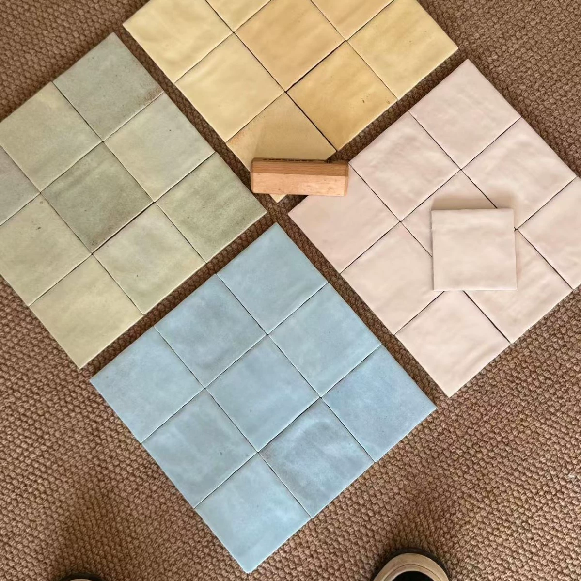 Градиентная плитка ручной работы 100*100 для ванной комнаты, кухни, сине-белая настенная плитка B&B, входная красная и зеленая фоновая стена