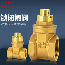铜闸阀4分铜闸阀开关阀门防盗闸阀带锁阀门水表阀门钥匙黄铜闸阀