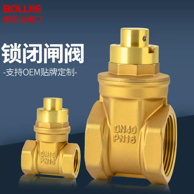 铜闸阀4分铜闸阀开关阀门防盗闸阀带锁阀门水表阀门钥匙黄铜闸阀