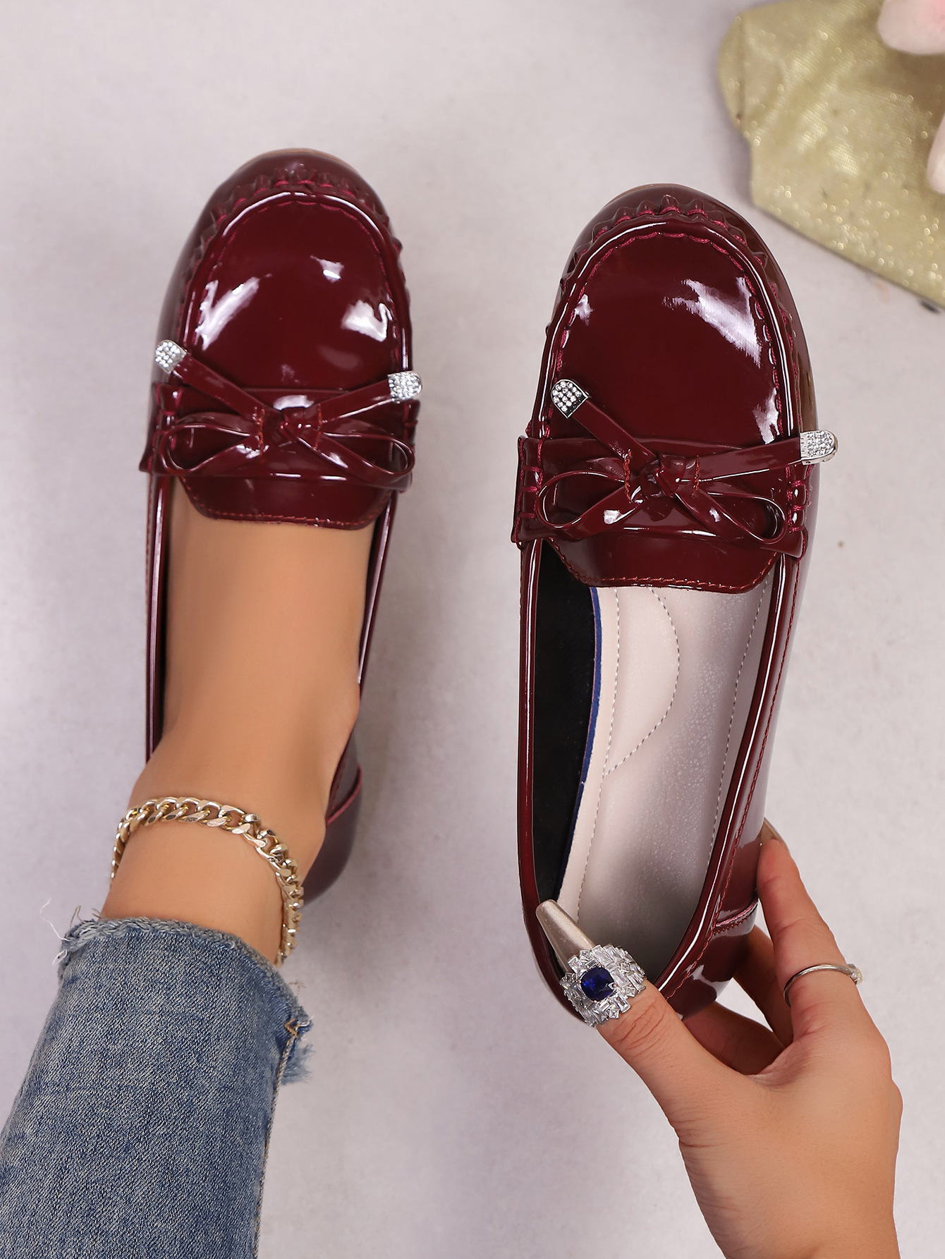 Women's Plus Size Flat Slip-on Shoes With Bow Knot And Round Toe_voghion.com