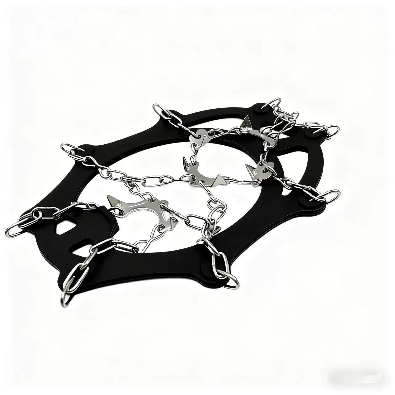 户外防滑硅胶8齿不锈钢链条冰爪 8齿钢爪防滑链鞋套 硅胶冰爪现货