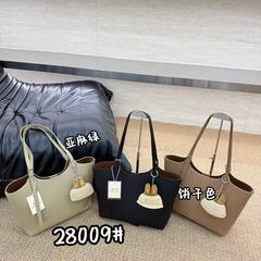 跨境代发设计师款时尚女士单肩包大容量腋下包荔枝纹子母手提包潮