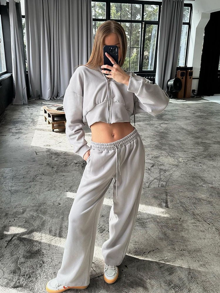 Casual Women's Hooded Sweatshirt With Zipper And Drawstring_voghion.com