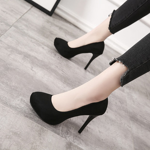 128-1 High Heeled Fine Heeled Work Shoes Women's 10cm Black Fashion Waterproof Table Women's Shoes 2019 Spring New