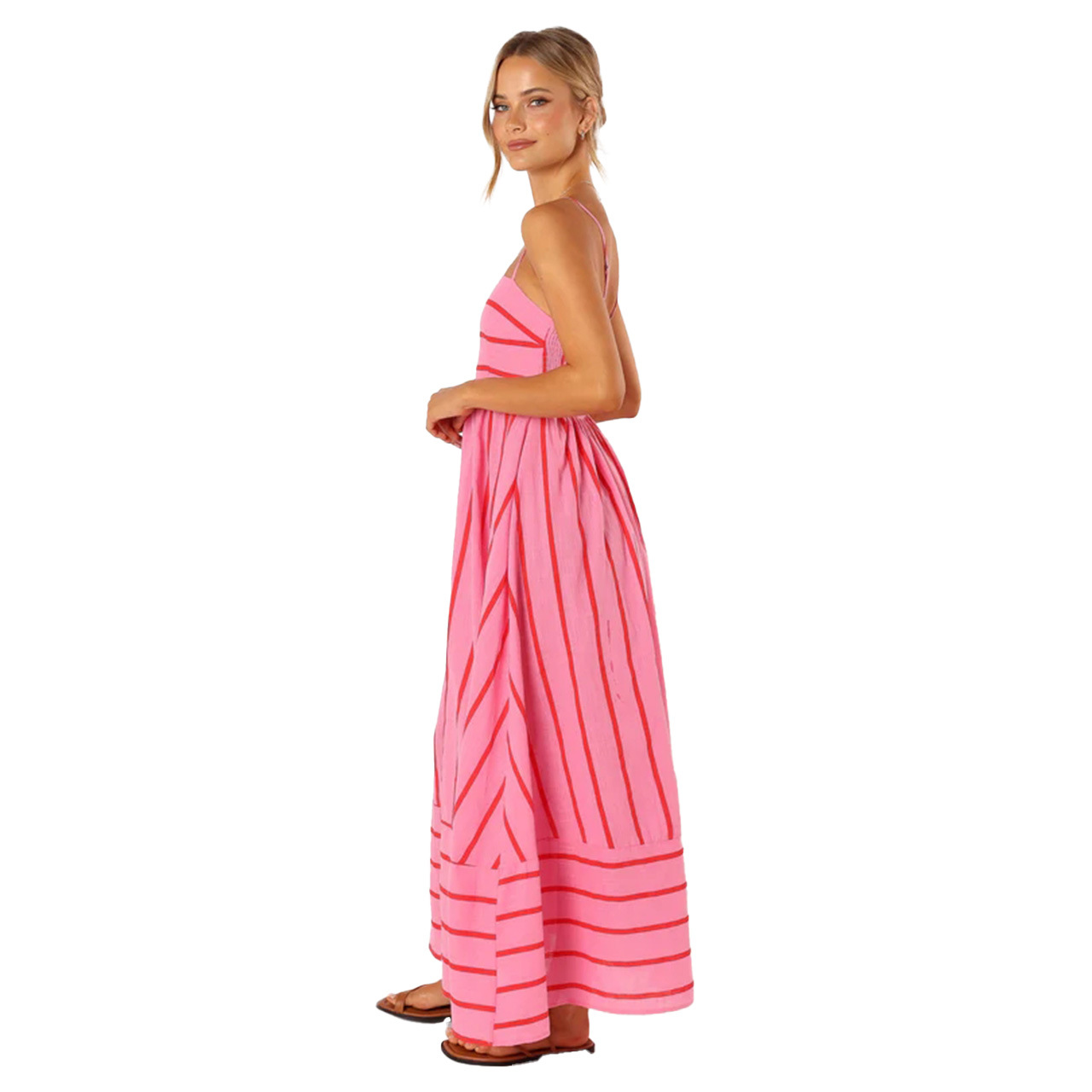 210g Weight Midi Dress Dress Length Type Sleeveless Sleeve Length Strap Dress, Regular Dress Dresses Type Spandex, Polyester Fabric Type Mid Waist Waist Line Daily Occasion Strap Neckline Regular Fit Fit Type Stripe Pattern Summer, Spring Season Women's Gender Elegant, Streetwear Style Wholesale Women's Elegant Streetwear Stripe Daily Strap Sleeveless Strap Dress Regular Dress 21