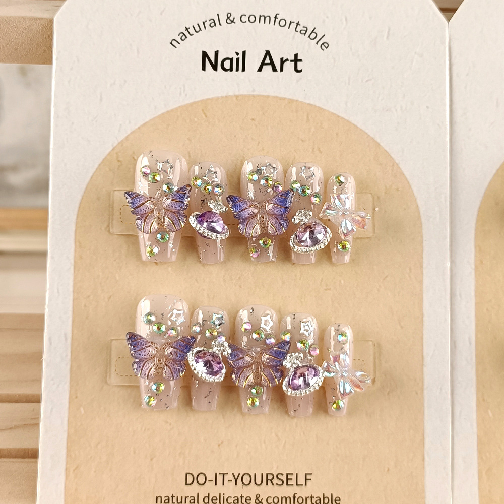 Uñas Postizas Hechas a Mano de 10 Piezas Reutilizable para Mujeres image 8