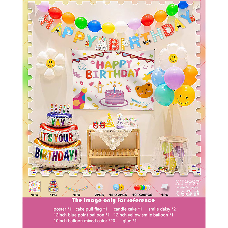 Fiesta de cumpleaños redonda escena diseño decorativo globo traje de juguete para niños globo de aluminio letras y números