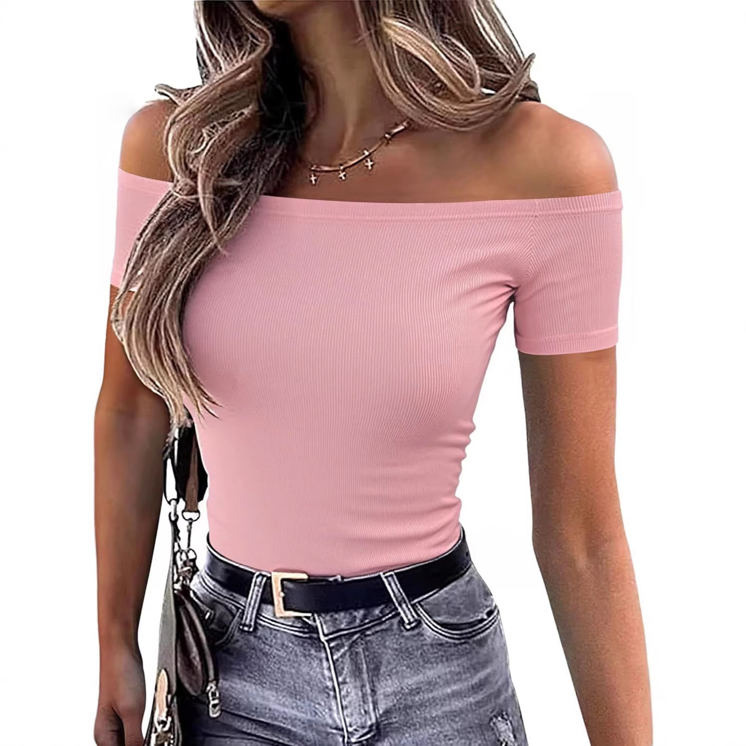 2026 Hot Sale Women Sexy Off Shoulder Short Sleeve Blouse_ecoleips.com