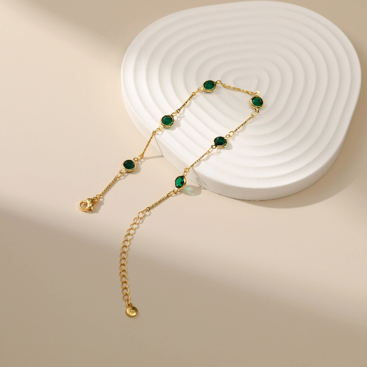 copper green zircon simple adjustable fine anklet jewelry wholesale Nihaojewelrypicture1