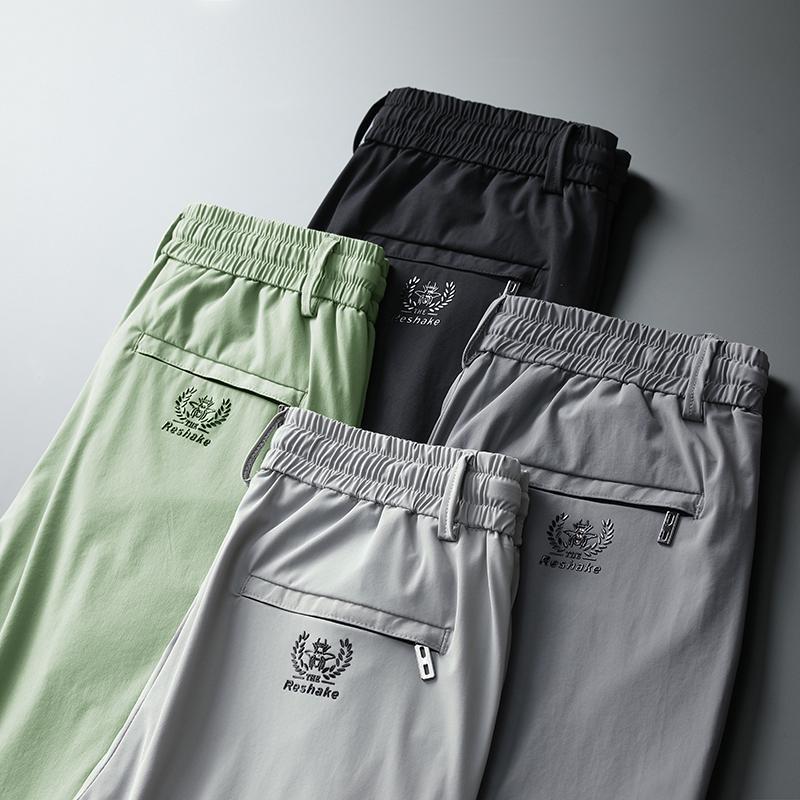 Solid color men's summer thin elastic cloth