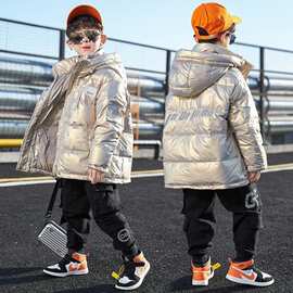爆款儿童羽绒服白鸭绒2024新款男童宝宝洋气男中大童连帽外套加厚