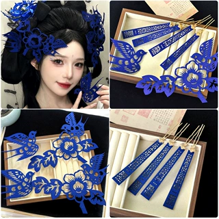 剪纸造型头饰古典演出汉服生日装饰喜鹊花朵新娘旗袍订婚头饰古风