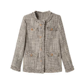 春季新款小香风外套女短外套新款金属扣