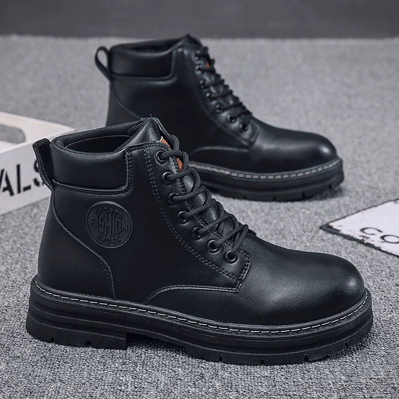 Высокие ботинки (Martens) мужские, противоскользящие, тёплые, шнуровка, размеры 39–48