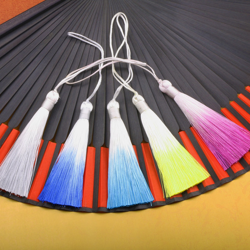 8cm Gradient Color Tassel Bookmark Fan Pendant Fashion Qipao Hanfu Accessory Pendant Bag Hanger Sash Wholesale