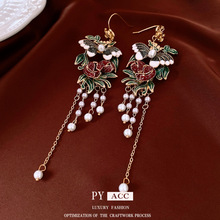 复古滴油蝴蝶树叶花朵耳环中古vintage宫廷风耳环轻奢高级感耳饰