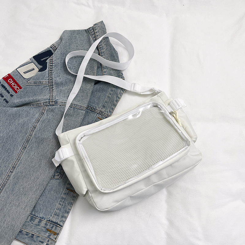 Bolsa de dolor de estudiantes de ultrafuego, bolsa de hombro visual transparente, bolsa escolar simple de gran capacidad, bolsa de dos dimensiones, bolsa de mano.