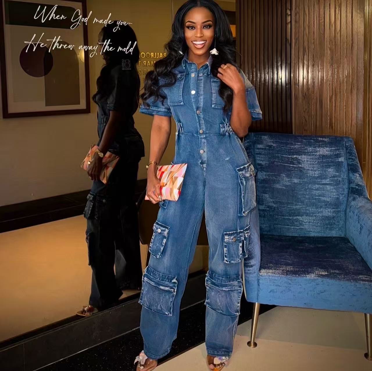 Comercio exterior transfronterizo Europa y América ropa de mujer nueva ropa de lavado pantalones de botón de bolsillo jeans pantalones de manga corta