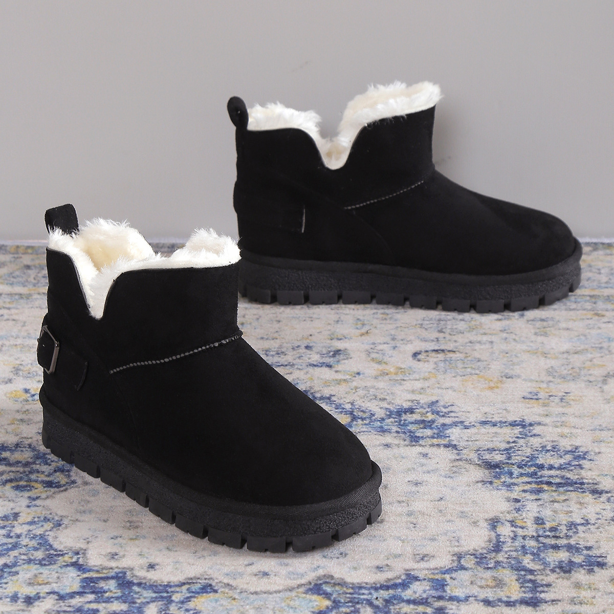 Winter outdoor women's shoes fashion warm snow boots women's daily leisure comfort non-slip flat ankle boots_voghion.com