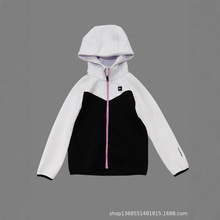 跨境外贸童装出口欧美原单女中大童秋冬装连帽休闲外套卫衣拉链